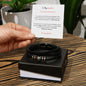 Gift for Grandson Bracelet black braided leather with metal accents on black gift box by ShineOn Fulfillment