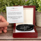 Gift for Grandson Bracelet black leather braided band with cross in wooden gift box