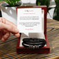 Gift for Grandson Bracelet black braided leather with metal accents in wooden gift box with card
