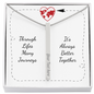 Gift for her or him necklace from Someone Said Gift with customizable vertical bar pendant in a travel-themed gift box