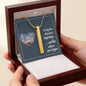 Gift for her necklace in wooden box with gold bar pendant and heart card with love message