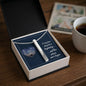 Gift for her Necklace in silver bar pendant with love story engraving in a presentation box