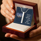 Gift for her Necklace in a wooden box with customizable engraved pendant and romantic message card