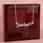 Gift for Her Personalized Necklace featuring custom name Jaiden with heart pendant on silver chain