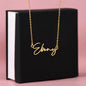 Gold ShineOn Fulfillment Gift for Her Signature Name Necklace with Ebony name pendant on chain