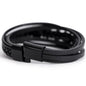 Black leather gift for him bracelet with magnetic clasp and braided details by ShineOn Fulfillment