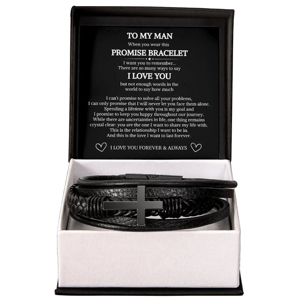 "I can't promise to solve all your problems..." Men's Cross Bracelet - Gift for Him