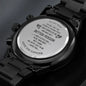 Gift for Him Chronograph Watch with engraved heartfelt message on the back from ShineOn Fulfillment