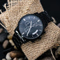 Gift for Him Chronograph Watch by Someone Said Gift with black metal band and three subdials on black face