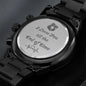 Black ShineOn Fulfillment Gift for Him Chronograph Watch with engraved heartfelt message on back