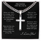 Gift for Him Cross Necklace by ShineOn Fulfillment with silver chain and cross pendant in black box