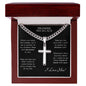 Gift for Him Cross Necklace with silver chain displayed in a wooden box by ShineOn Fulfillment