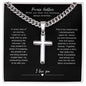 Gift for Him Cuban Chain silver cross necklace with promise message by ShineOn Fulfillment