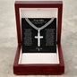 Gift for Him Cuban Chain silver cross necklace in ShineOn Fulfillment wooden display box