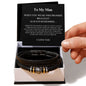 Gift for Him Love You Forever Bracelet black braided leather with gold and silver accents in ShineOn Fulfillment box