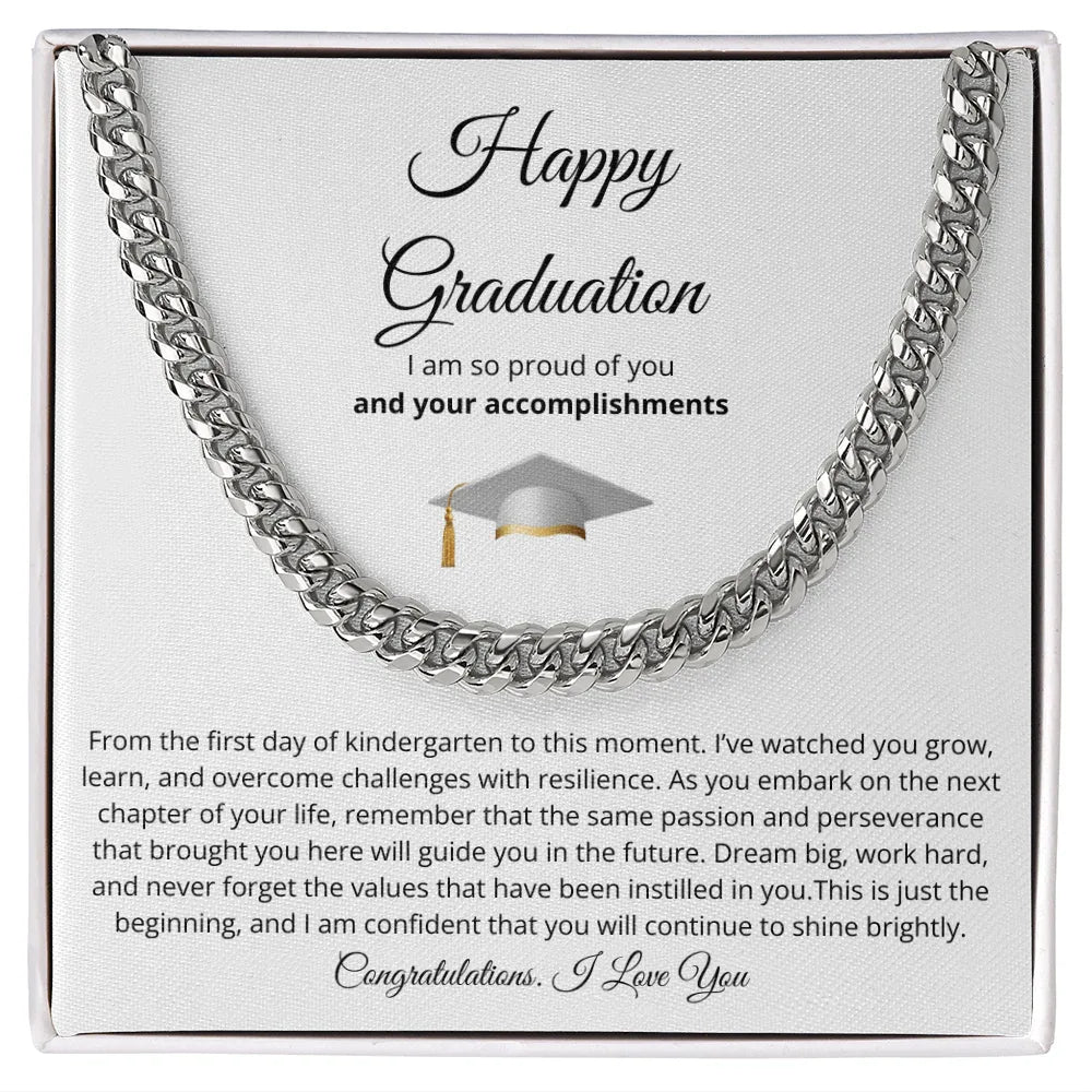 Gift for Him Necklace silver chain in graduation gift box with inspirational message