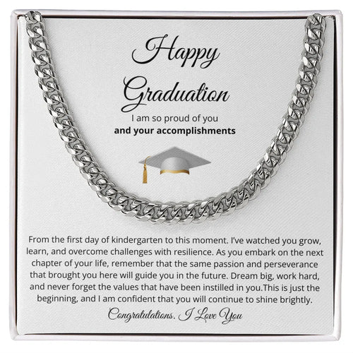 Gift for Him Necklace silver chain in graduation gift box with inspirational message