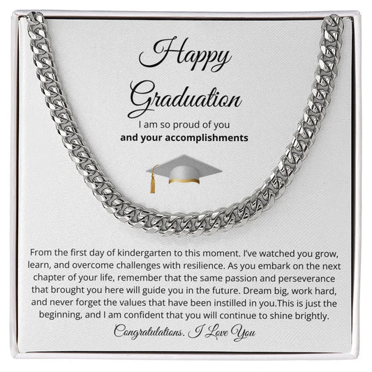 Gift for Him Necklace silver chain in graduation gift box with inspirational message