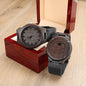 Gift for Him Wooden Watch by Someone Said Gift in dark wood with black leather strap and engraved back