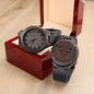 Gift for Him Wooden Watch by Someone Said Gift with engraved back and black leather band in wooden display box