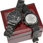 Gift for Husband Chronograph Watch by ShineOn Fulfillment with black metal band and engraved wooden box