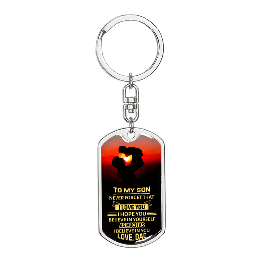 Someone Said Gift dog tag keychain with love message to son gift for mom and son