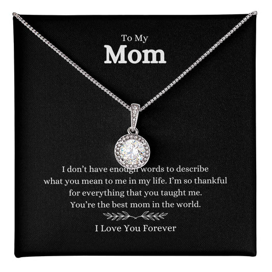 Gift for Mom Eternal Hope Necklace by ShineOn Fulfillment with sparkling round pendant on a silver chain