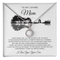 Gift for Mom Eternal Hope Necklace with sparkling pendant on a loving son message card