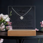 Gift for Mom Necklace Acrylic LED with heartfelt message on clear display and silver chain