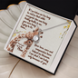 Gift for Mom Necklace with sparkling pendant in a box featuring a heartfelt message and giraffe illustration
