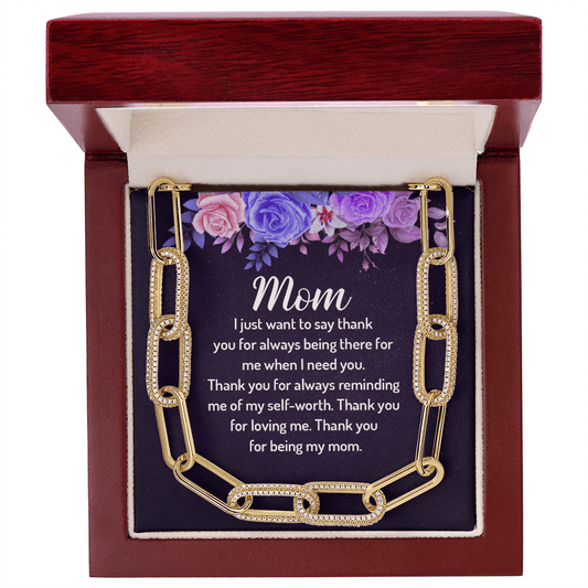 Gift for Mom Necklace gold chain with crystals in a wooden gift box from Someone Said Gift