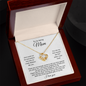 Gift for Mom Necklace with gold heart pendant and heartfelt message in wooden gift box