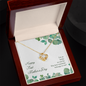 Gift for Mom Necklace in gold with a sparkling heart pendant in a wooden keepsake box