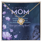 Gift for Mom Necklace gold pendant with sparkling stones on floral and heartfelt message background