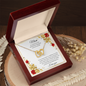 Gift for Mom Necklace with gold double heart pendant in elegant wooden box by ShineOn Fulfillment