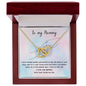 Gift for Mom Necklace with two interlocking gold hearts in a wooden box with love message for Mommy