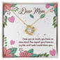 Gold gift for mom necklace with a sparkling floral pendant presented on a decorative card with loving message
