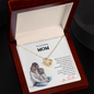 Gift for Mom Necklace with gold heart pendant and message in elegant wooden jewelry box