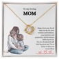 Gift for Mom Necklace gold pendant with clear stones on a chain in a loving mom gift box