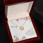 Gift for Mom Necklace with gold chain and heart pendant in a wooden gift box with floral card