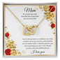 Gift for Mom Necklace with two interlocking gold hearts in decorative floral box from ShineOn Fulfillment