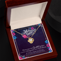 Gift for Mom Necklace with gold pendant and clear stone in a wooden box for Mother's Day