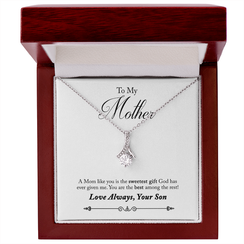 Gift for Mom Necklace silver pendant with sparkling stone in wooden gift box from Someone Said Gift