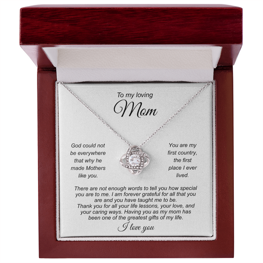 Gift for Mom Necklace with silver heart pendant in a wooden box with loving message inside