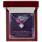 Gift for Mom Necklace in silver with flower pendant displayed in wooden Mother’s Day gift box