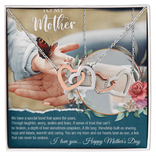 Gift for Mom Necklace by Someone Said Gift with intertwined hearts in silver and rose gold