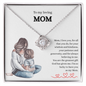 Gift for Mom Necklace with sparkling pendant in silver displayed in a heartfelt message box