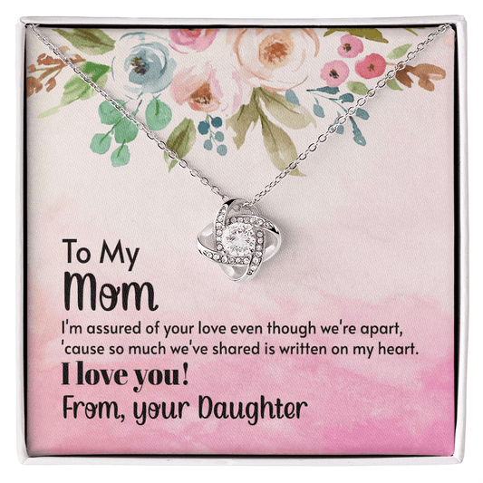 Gift for Mom Necklace with sparkling pendant in silver-tone presented in floral message gift box