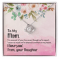 Gift for Mom Necklace with sparkling pendant in silver-tone presented in floral message gift box
