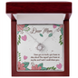 Gift for Mom Necklace with silver heart pendant in a floral printed wooden gift box